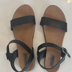 Steve Madden Black and Tan Women's Sandals